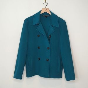 Linda Allard Ellen Tracy Teal 100% Wool Coat